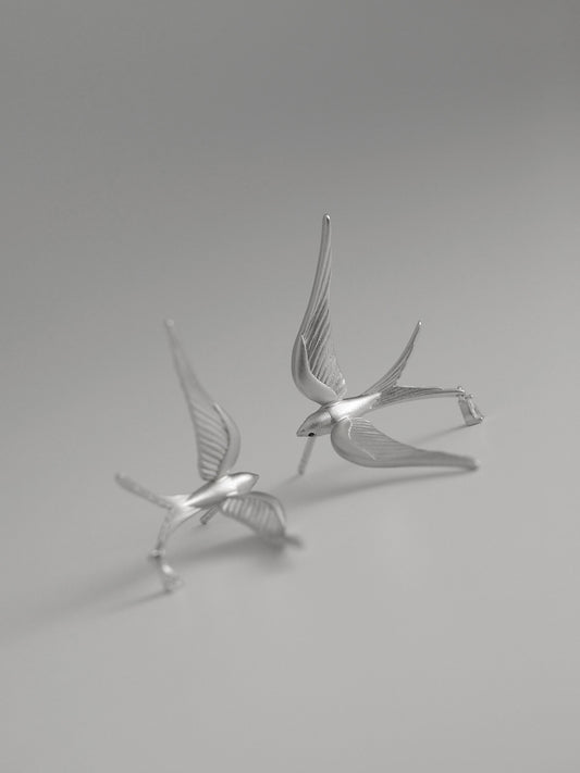 Swallow Earrings 925 Sterling Silver Bird Drop Earrings Minimalist Animal Jewelry Gift for Her