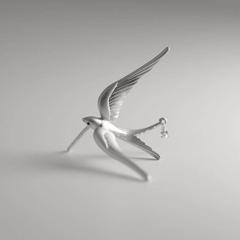 Swallow Earrings 925 Sterling Silver Bird Drop Earrings Minimalist Animal Jewelry Gift for Her