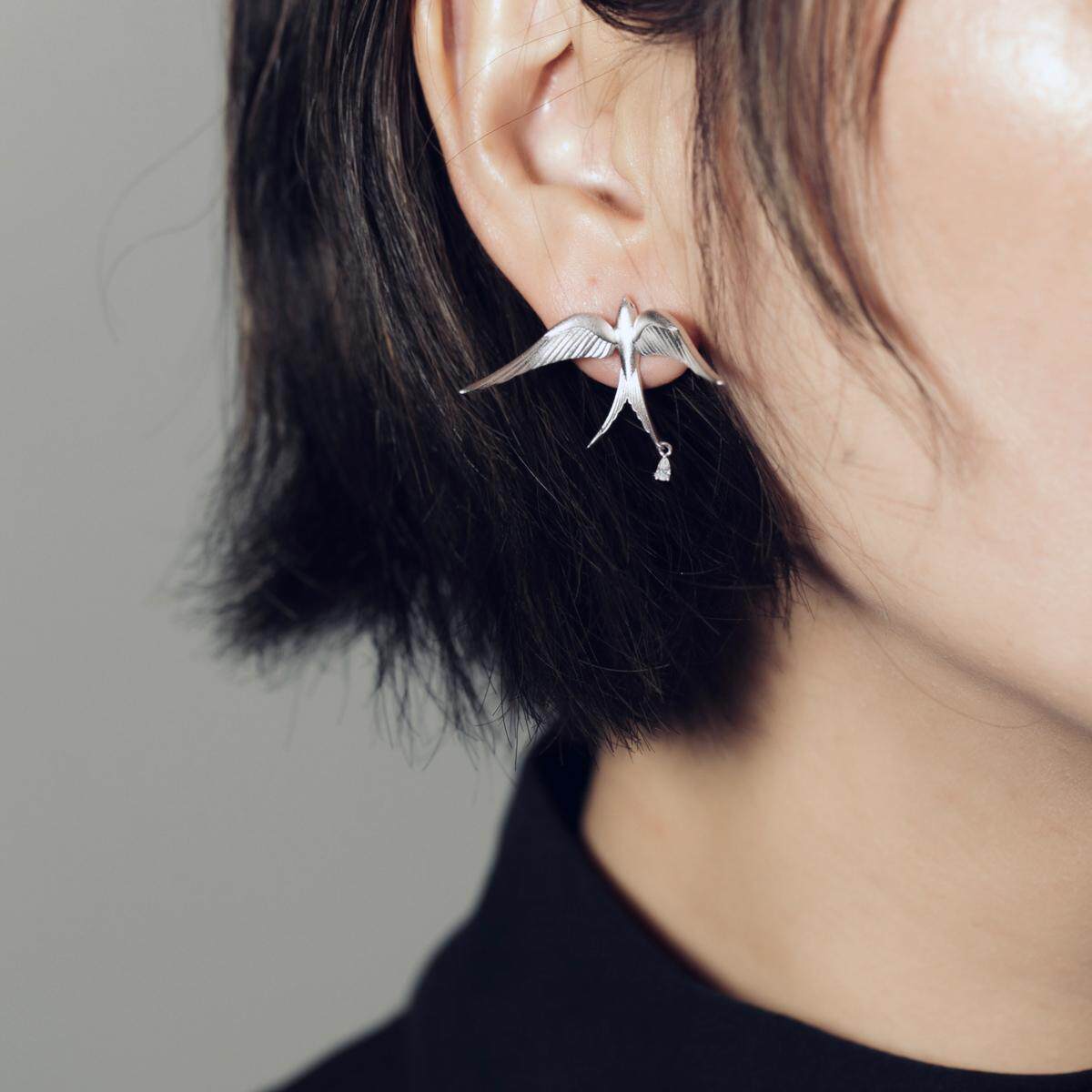 Swallow Earrings 925 Sterling Silver Bird Drop Earrings Minimalist Animal Jewelry Gift for Her